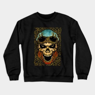 Gold and grunge decorated biker skull Crewneck Sweatshirt
